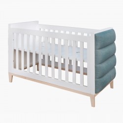 Ivy cot in white with blue cotton plush