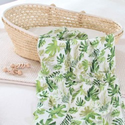 Tropical Leaf Bamboo Muslin Swaddle Blanket
