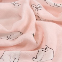 Pink Bunny Bamboo Muslin Swaddle Blanket