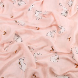 Pink Bunny Bamboo Muslin Swaddle Blanket
