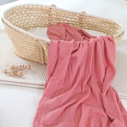 Vintage Pink Bamboo Muslin Swaddle Blanket