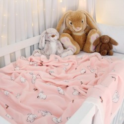 Pink Bunny All-Seasons Bamboo Muslin Blanket