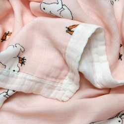 Pink Bunny All-Seasons Bamboo Muslin Blanket