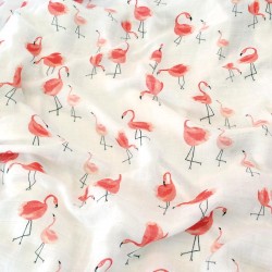 Watercolour Flamingos Bamboo Muslin Swaddle Blanket